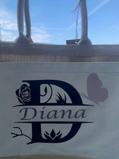 Personalisierte Jute Tasche mit Vordertasche