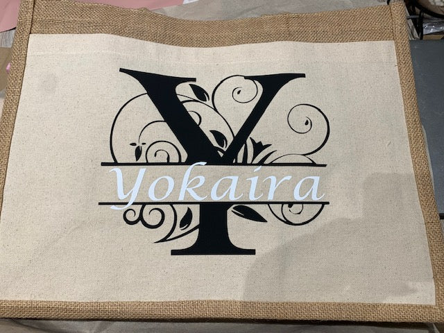 Personalisierte Jute Tasche mit Vordertasche